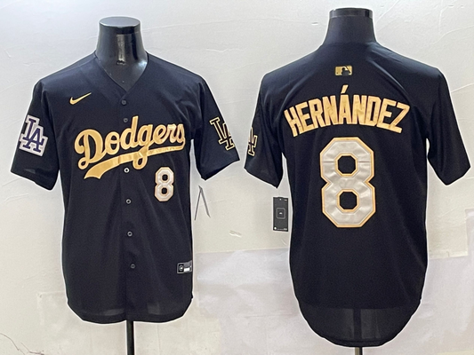 Men's Los Angeles Dodgers Enrique Hernandez #8 Black Team Game Jersey
