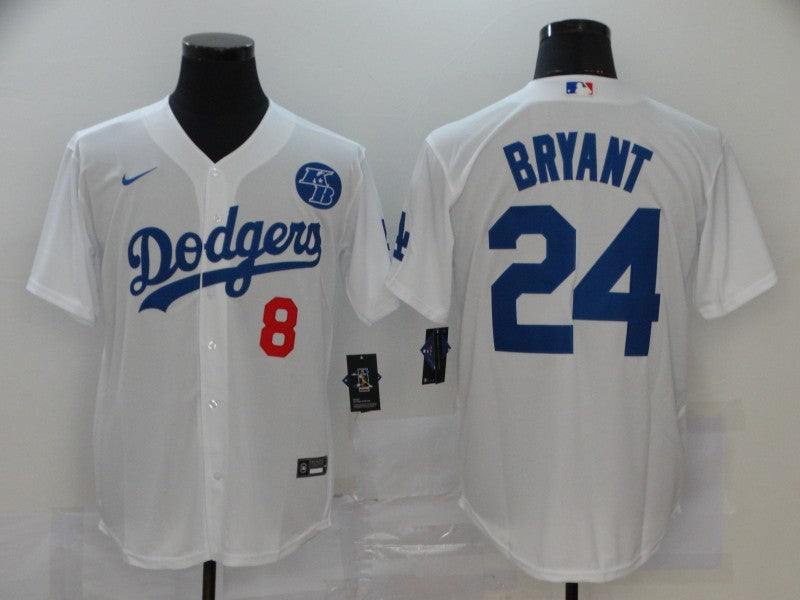 Men's Los Angeles Dodgers Kobe Bryant #8-24 White Replica Baseball jersey