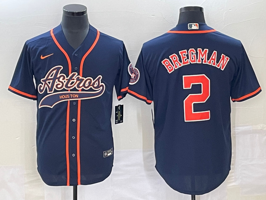 Men's Houston Astros Alex Bregman #2 Navy Replica jersey Joint Edition