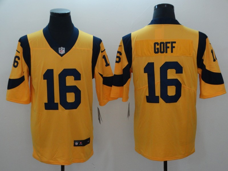 Men's Los Angeles Rams Jared Goff #16 Yellow Game jersey