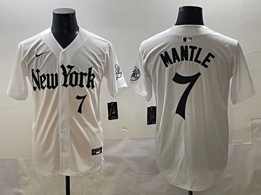Men's New York Yankees Mickey Mantle #7 White Alternate Limited Player Jersey