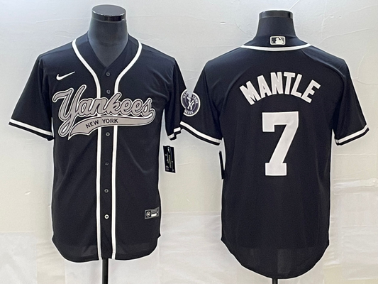 Men's New York Yankees Mickey Mantle #7 Black Player jersey Joint Edition
