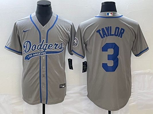 Men's Los Angeles Dodgers Chris Taylor #3 Gray Player jersey Joint Edition