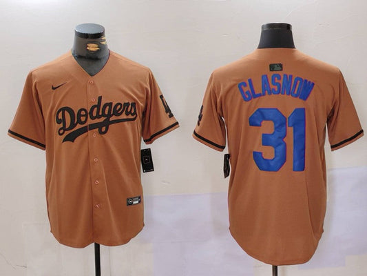 Men's Los Angeles Dodgers Tyler Glasnow #31 Brown Game Player jersey