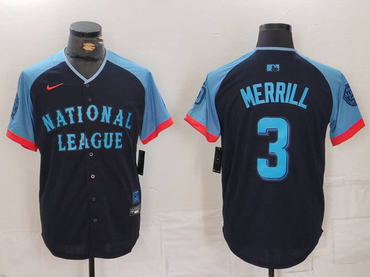 Men's National League Jackson Merrill #3 Navy 2024 MLB All-Star Game Limited Player jersey