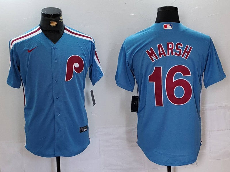 Men's Philadelphia Phillies Brandon Marsh #16 Light Blue Alternate Limited jersey