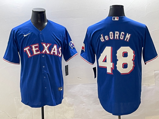 Men's Texas Rangers Jacob deGrom #48 Royal Limited Player jersey