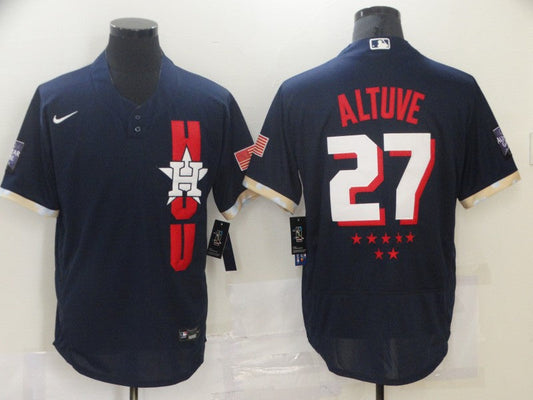 Men's Houston Astros Jose Altuve #27 Navy All Star Game jersey