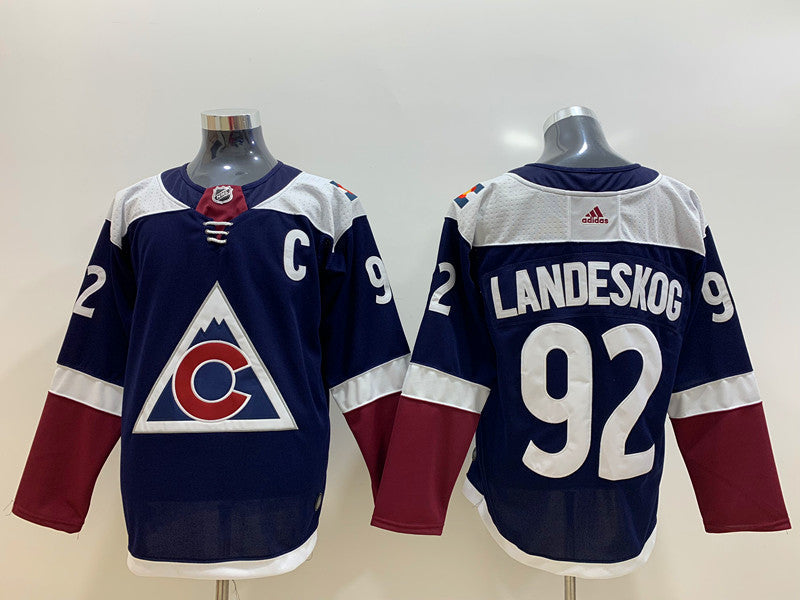 Men's Colorado Avalanche Gabriel Landeskog #92 Navy Alternate Captain Patch Primegreen Authentic Pro Player jersey