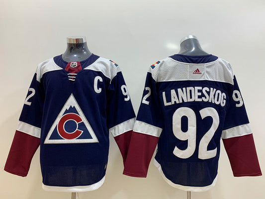 Men's Colorado Avalanche Gabriel Landeskog #92 Navy Alternate Captain Patch Primegreen Authentic Pro Player jersey