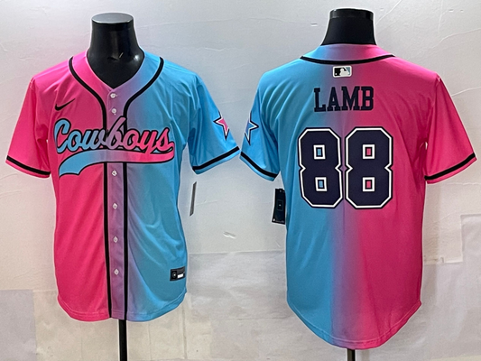 Men's Dallas Cowboys CeeDee Lamb #88 Pink/Blue Game Jersey