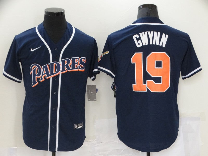 Men's San Diego Padres Tony Gwynn #19 Navy Stitched jersey