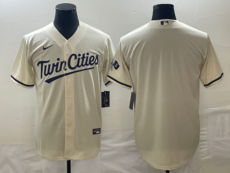 Men's Minnesota Twins Beige Alternate Replica Team Blank jersey