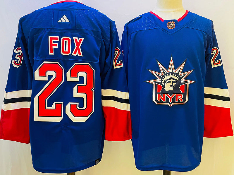 Men's New York Rangers Adam Fox #23 Blue Game jersey