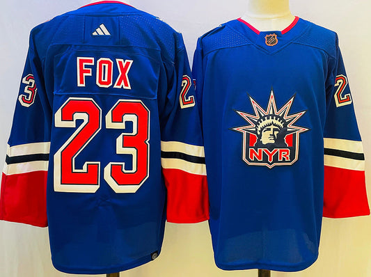 Men's New York Rangers Adam Fox #23 Blue Game jersey