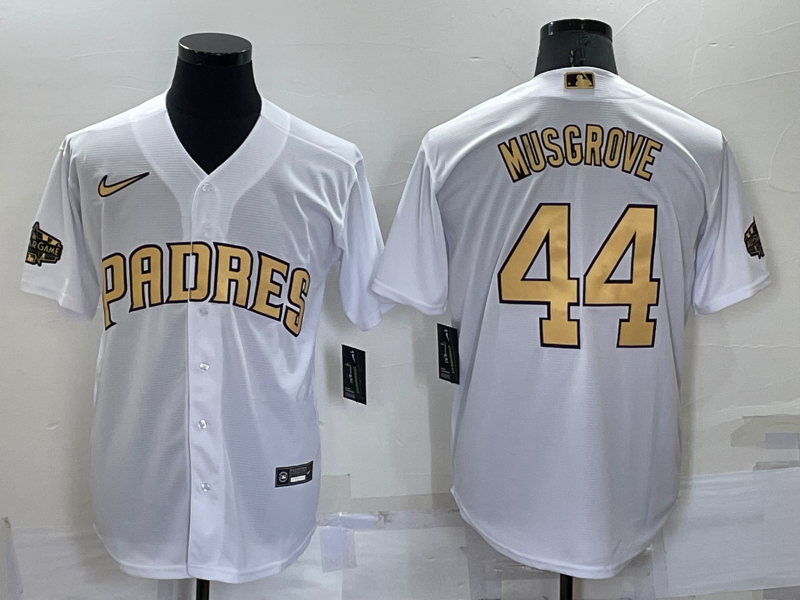 Men's San Diego Padres Joe Musgrove #44 White Replica Player jersey