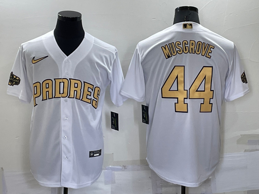 Men's San Diego Padres Joe Musgrove #44 White Replica Player jersey