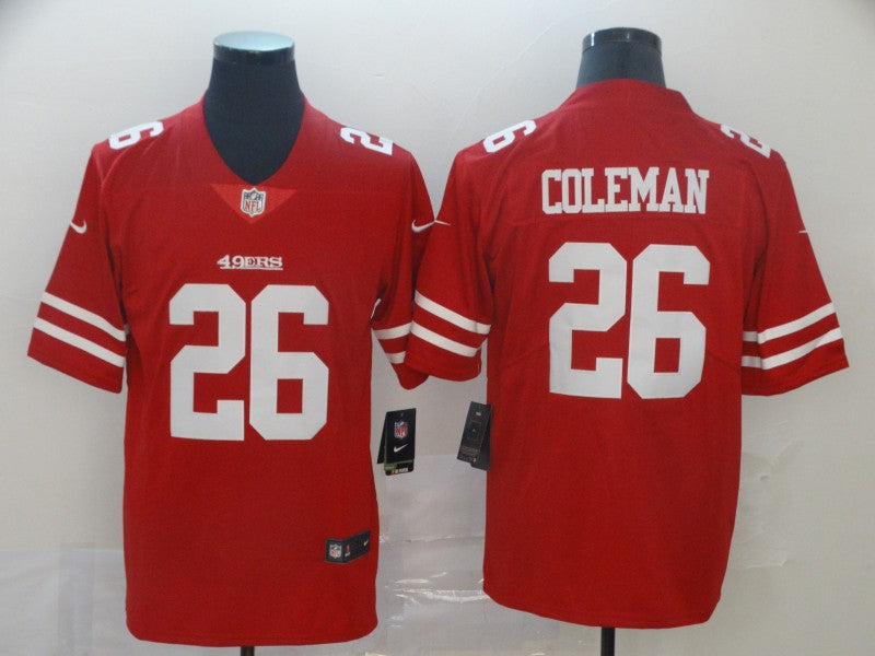 Men's San Francisco 49ers Tevin Coleman #26 Red Game jersey