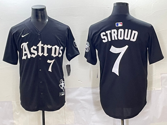 Men's Houston Astros C.J. Stroud #7 Black Replica Player Jersey