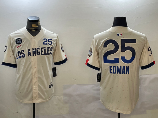 Men's Los Angeles Dodgers Tommy Edman #25 Cream 2024 City Connect Limited Player jersey