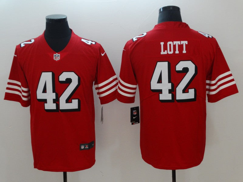 Men's San Francisco 49ers Ronnie Lott #42 Red Game Player jersey