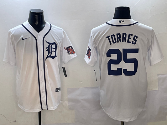 Men's Detroit Tigers Gleyber Torres #25 White Home Replica Player jersey