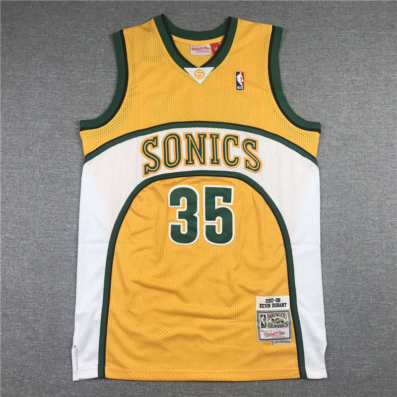 Men's Seattle SuperSonics Kevin Durant 2007-08 Yellow Hardwood Classics Swingman Jersey