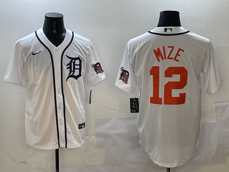 Men's Detroit Tigers Casey Mize #12 White Replica Player jersey