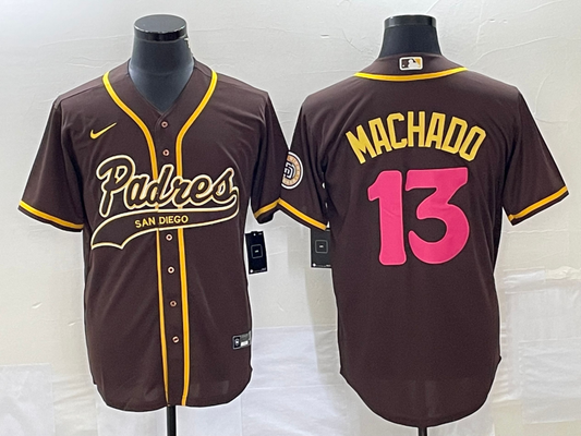 Men's San Diego Padres Manny Machado #13 Brown Replica Player jersey Joint Edition