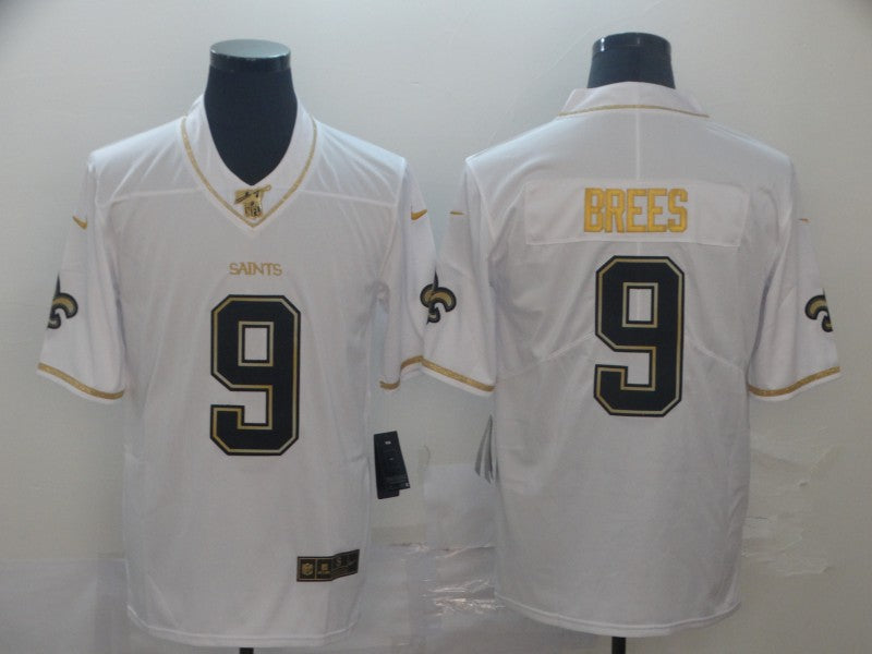 Men's New Orleans Saints Drew Brees #9 White Game jersey
