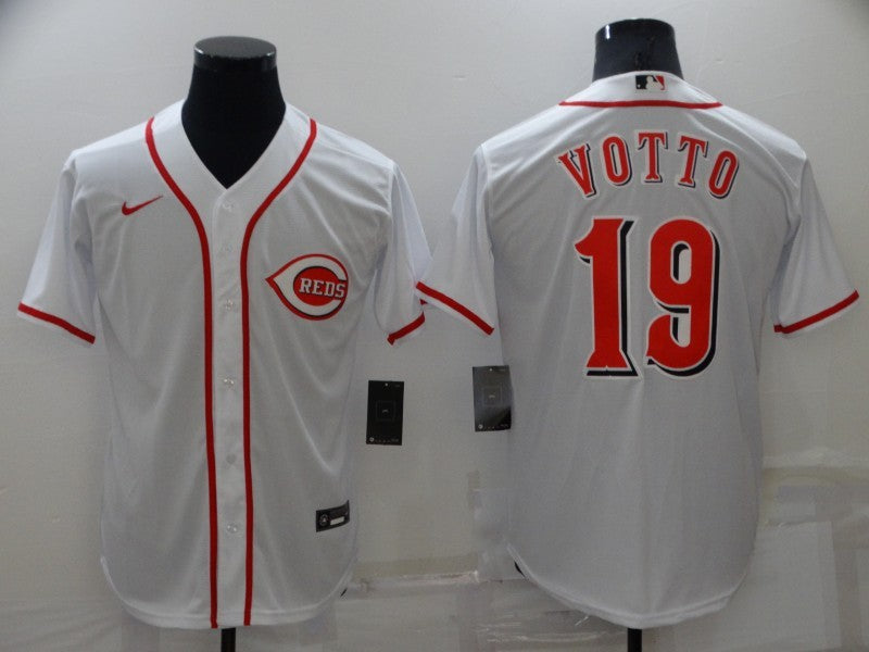 Men's Cincinnati Reds Joey Votto #19 White Replica Baseball jersey