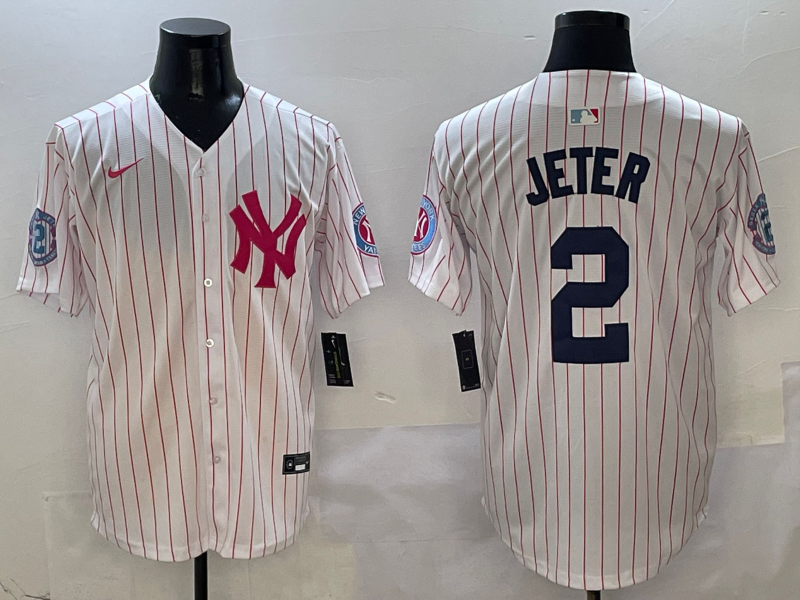 Men's New York Yankees Derek Jeter #2 White Team Player Jersey