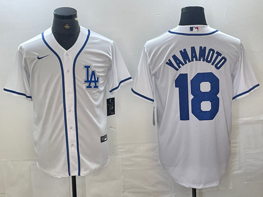 Men's Los Angeles Dodgers Yoshinobu Yamamoto #18 White Limited Player jersey