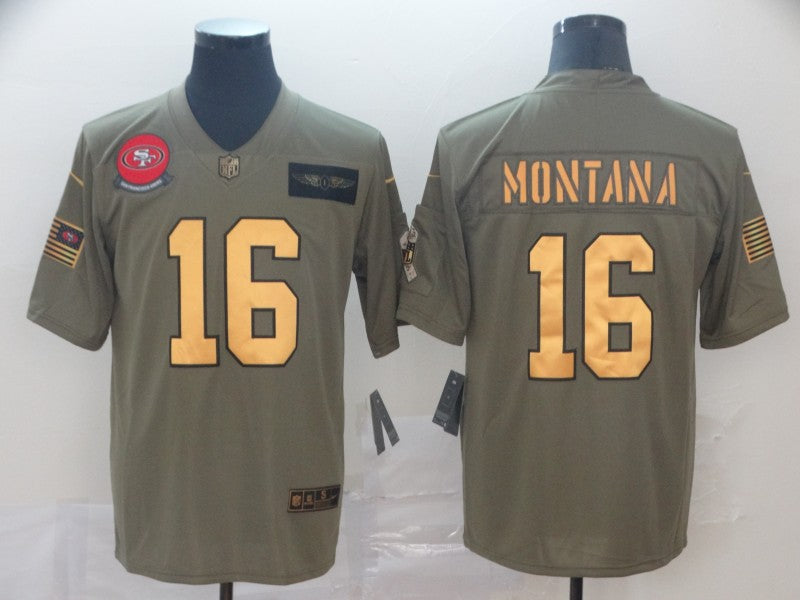 Men's San Francisco 49ers Joe Montana #16 Brown Authentic Game jersey