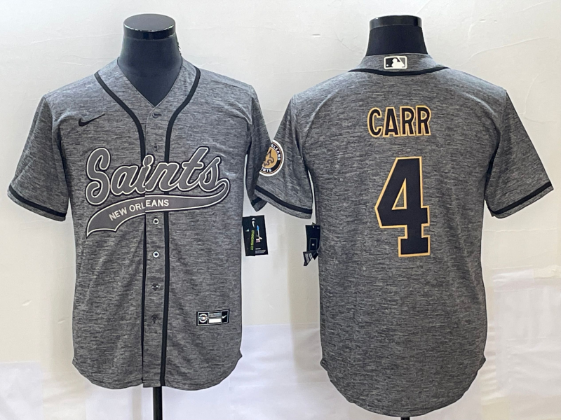 Men's New Orleans Saints Derek Carr #4 Gray Game jersey Joint Edition