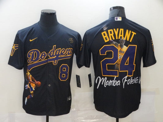 Men's Los Angeles Dodgers Kobe Bryant #8-24 Black Game Player jersey