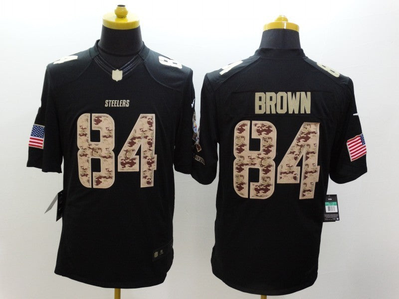 Men's Pittsburgh Steelers Antonio Brown #84 Black Retired Player jersey