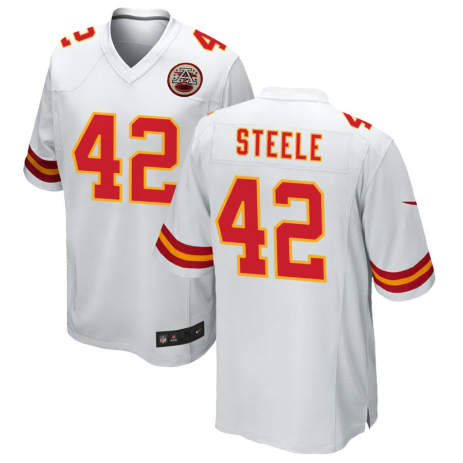 KC.Chiefs #42 Carson Steele Player White Home Game Stitched Football Jerseys