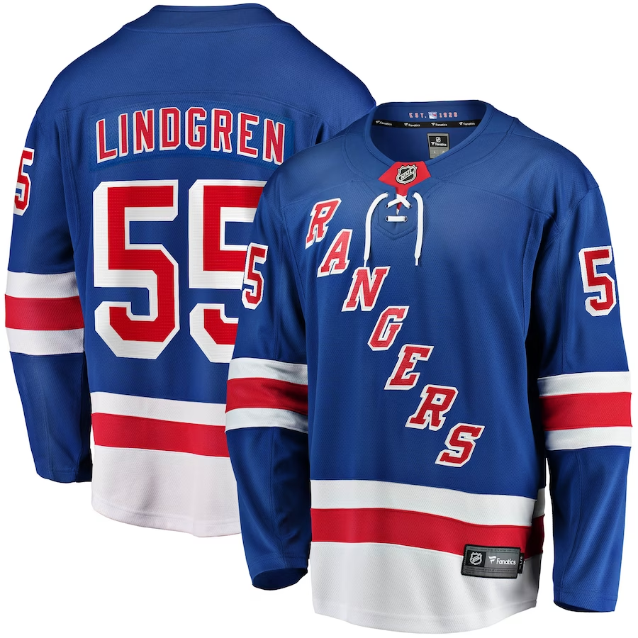 Men's New York Rangers Ryan Lindgren #55 Blue Player jersey