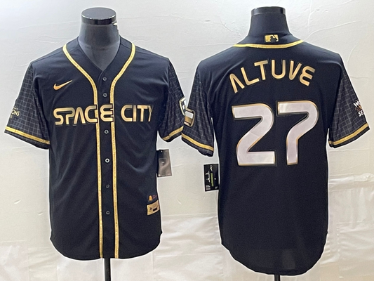 Men's Houston Astros Jose Altuve #27 Black City Connect Replica Player jersey