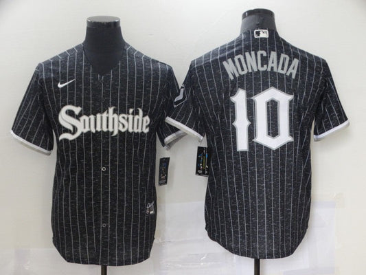 Men's Chicago White Sox Yoan Moncada #10 Black Stitched jersey