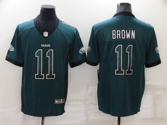 Men's Philadelphia Eagles A.J. Brown #11 Midnight Green Team Game jersey