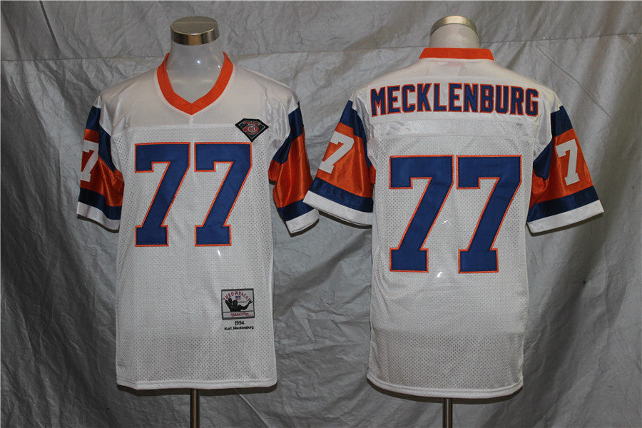 Men's Denver Broncos Karl Mecklenburg Mitchell & Ness White Legacy Replica jersey