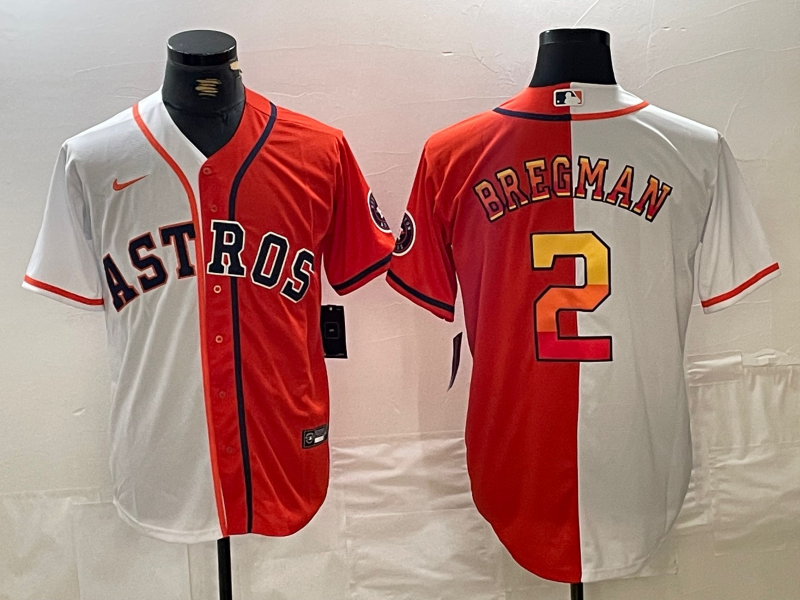 Men's Houston Astros Alex Bregman #2 White/Orange Replica Player jersey