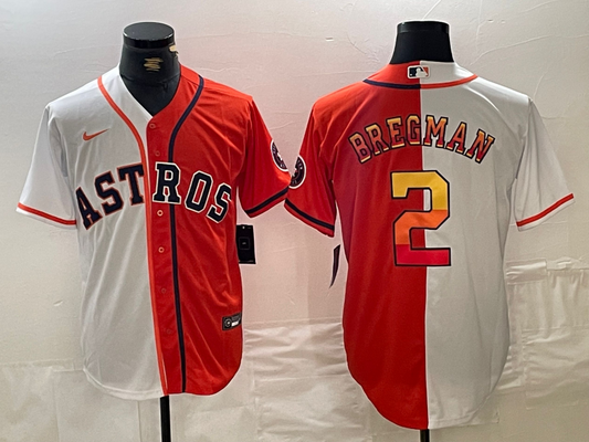 Men's Houston Astros Alex Bregman #2 White/Orange Replica Player jersey
