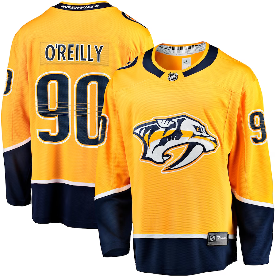 Men's Nashville Predators Ryan O'Reilly #90 Gold Home Premier Breakaway Player jersey