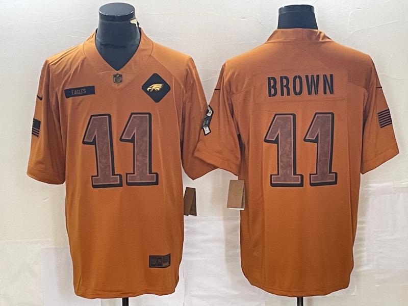 Men's Philadelphia Eagles A.J. Brown #11 Brown 2023 Salute To Service Limited jersey