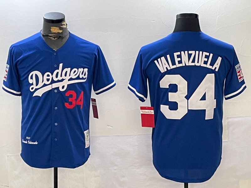 Men's Los Angeles Dodgers Fernando Valenzuela #34 Royal 1981 World Series Baseball jersey