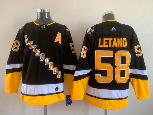 Men's Pittsburgh Penguins Kris Letang #58 Black Player Game jersey