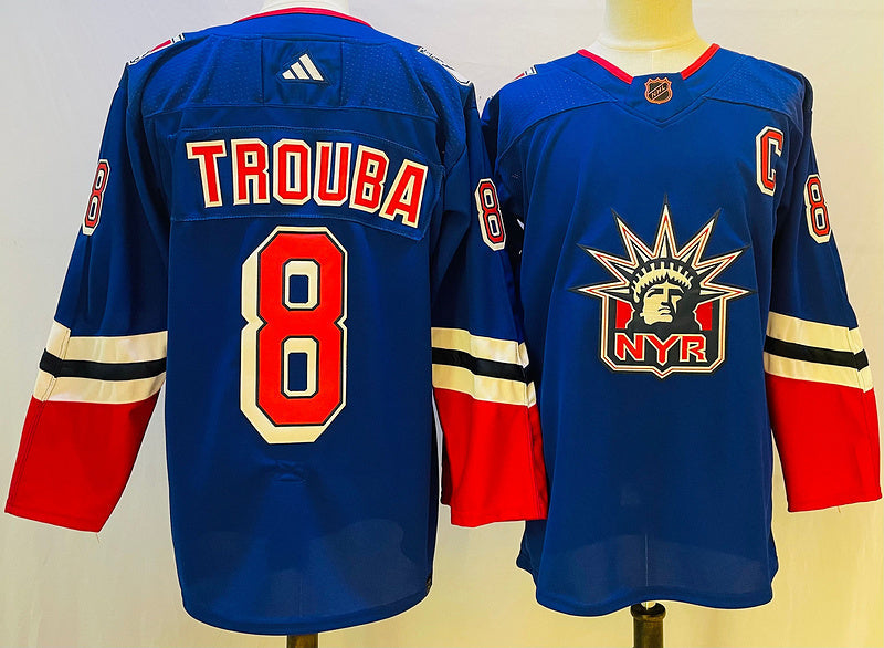 Men's New York Rangers Jacob Trouba #8 Blue Game jersey